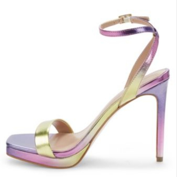 NWT Rainbow Metallic Heeled Sandals Holo Shimmer Rainbow Heels Stilettos - Picture 15 of 15